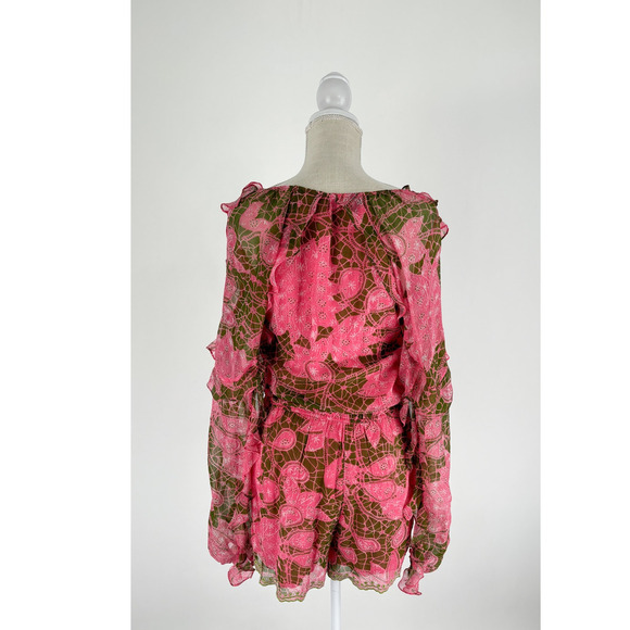 Hemant And Nandita Long Sleeve Pakhi Romper Womens Size Medium Pink New Green - Picture 10 of 15